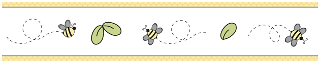Banner with honey bee and leaf design