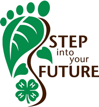 Footprint with 4-H logo and text reading 'Step into your future'